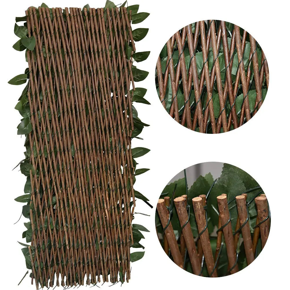 Expandable Artificial Ivy Lattice Privacy FenceScreen, Garden Fencing Panel with RealisticLeaves