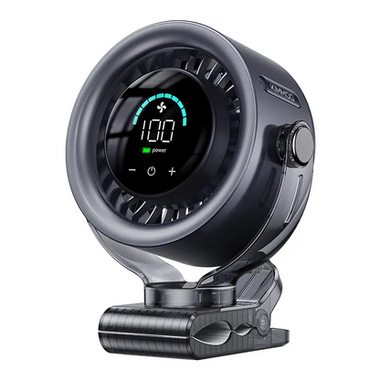 Rechargeable Portable Clip-On Fan – 4000mAh Battery, 100-Speed Touch Control, LED Display, Quiet 360° USB Cooling Fan for Home, Office, Travel & Camping