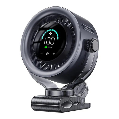 Rechargeable Portable Clip-On Fan – 4000mAh Battery, 100-Speed Touch Control, LED Display, Quiet 360° USB Cooling Fan for Home, Office, Travel & Camping