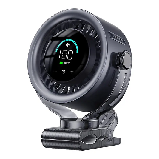 Rechargeable Portable Clip-On Fan – 4000mAh Battery, 100-Speed Touch Control, LED Display, Quiet 360° USB Cooling Fan for Home, Office, Travel & Camping