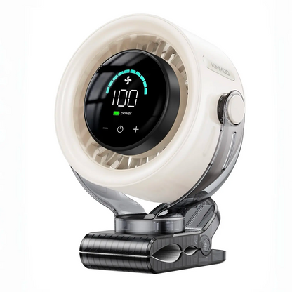 Rechargeable Portable Clip-On Fan – 4000mAh Battery, 100-Speed Touch Control, LED Display, Quiet 360° USB Cooling Fan for Home, Office, Travel & Camping