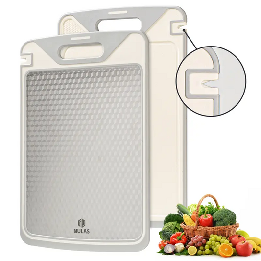 2-in-1 Titanium-Infused Stainless Steel Cutting Board with Non-Toxic PP Surface, Double-Sided Chopping Board for Kitchen Food Separation, Easy Clean Durable Kitchen Board