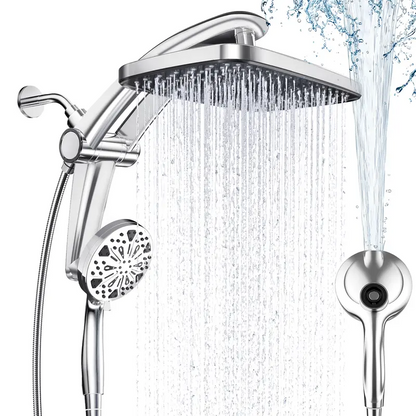 12" Dual Rain Shower Head Combo – High Pressure Rainfall Shower System with Magnetic Handheld Sprayer, 8 Spray Modes & Adjustable Angle