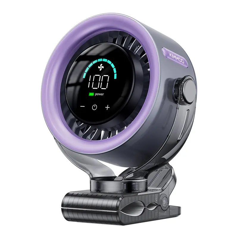 Rechargeable Portable Clip-On Fan – 4000mAh Battery, 100-Speed Touch Control, LED Display, Quiet 360° USB Cooling Fan for Home, Office, Travel & Camping