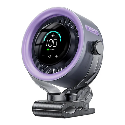 Rechargeable Portable Clip-On Fan – 4000mAh Battery, 100-Speed Touch Control, LED Display, Quiet 360° USB Cooling Fan for Home, Office, Travel & Camping