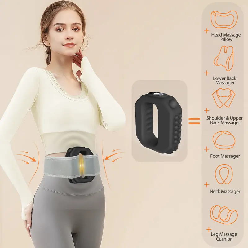 2026 Upgraded Cordless Fascia Ring Massager | Deep Tissue Muscle Recovery for Waist & Back | Adjustable Strap Fits Up to 55" Waist | Rechargeable & Portable