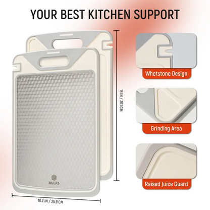 2-in-1 Titanium-Infused Stainless Steel Cutting Board with Non-Toxic PP Surface, Double-Sided Chopping Board for Kitchen Food Separation, Easy Clean Durable Kitchen Board