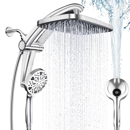 12" Dual Rain Shower Head Combo – High Pressure Rainfall Shower System with Magnetic Handheld Sprayer, 8 Spray Modes & Adjustable Angle