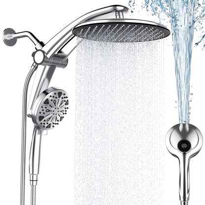 12" Dual Rain Shower Head Combo – High Pressure Rainfall Shower System with Magnetic Handheld Sprayer, 8 Spray Modes & Adjustable Angle