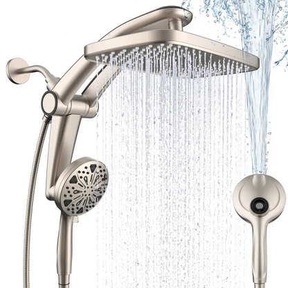 12" Dual Rain Shower Head Combo – High Pressure Rainfall Shower System with Magnetic Handheld Sprayer, 8 Spray Modes & Adjustable Angle