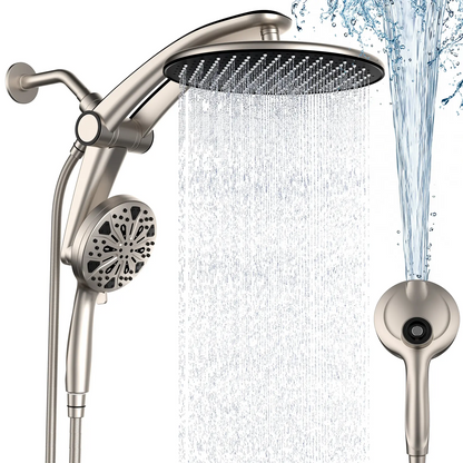 12" Dual Rain Shower Head Combo – High Pressure Rainfall Shower System with Magnetic Handheld Sprayer, 8 Spray Modes & Adjustable Angle