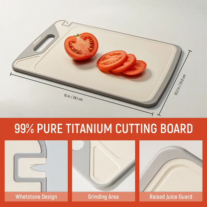 2-in-1 Titanium-Infused Stainless Steel Cutting Board with Non-Toxic PP Surface, Double-Sided Chopping Board for Kitchen Food Separation, Easy Clean Durable Kitchen Board