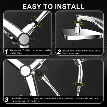 12" Dual Rain Shower Head Combo – High Pressure Rainfall Shower System with Magnetic Handheld Sprayer, 8 Spray Modes & Adjustable Angle