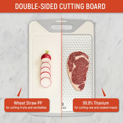 2-in-1 Titanium-Infused Stainless Steel Cutting Board with Non-Toxic PP Surface, Double-Sided Chopping Board for Kitchen Food Separation, Easy Clean Durable Kitchen Board