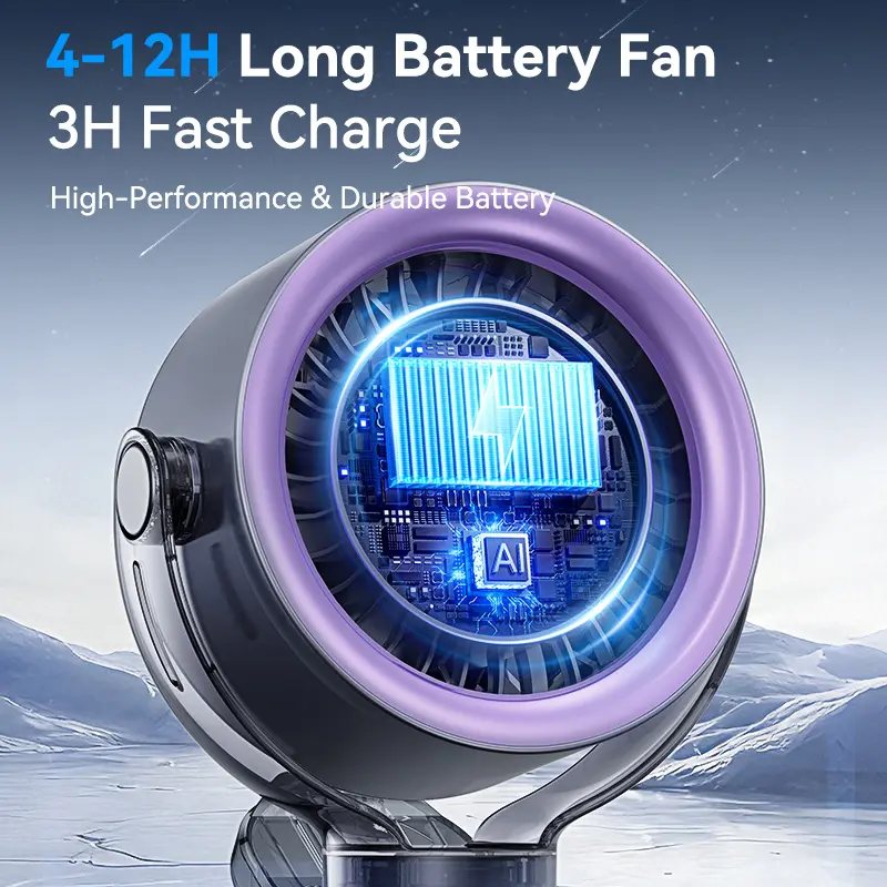 Rechargeable Portable Clip-On Fan – 4000mAh Battery, 100-Speed Touch Control, LED Display, Quiet 360° USB Cooling Fan for Home, Office, Travel & Camping