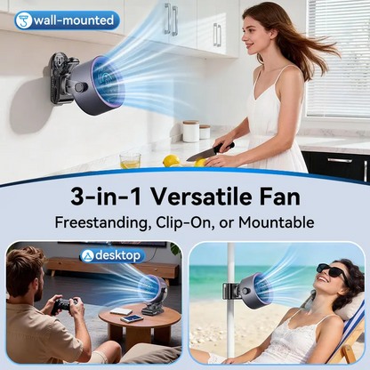 Rechargeable Portable Clip-On Fan – 4000mAh Battery, 100-Speed Touch Control, LED Display, Quiet 360° USB Cooling Fan for Home, Office, Travel & Camping