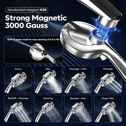 12" Dual Rain Shower Head Combo – High Pressure Rainfall Shower System with Magnetic Handheld Sprayer, 8 Spray Modes & Adjustable Angle