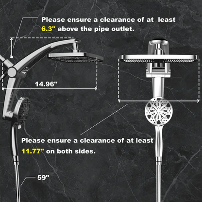 12" Dual Rain Shower Head Combo – High Pressure Rainfall Shower System with Magnetic Handheld Sprayer, 8 Spray Modes & Adjustable Angle