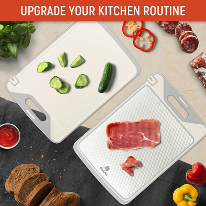 2-in-1 Titanium-Infused Stainless Steel Cutting Board with Non-Toxic PP Surface, Double-Sided Chopping Board for Kitchen Food Separation, Easy Clean Durable Kitchen Board