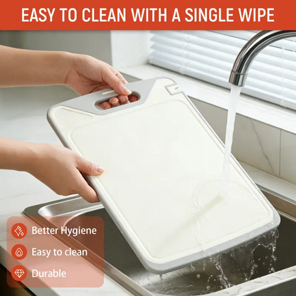 2-in-1 Titanium-Infused Stainless Steel Cutting Board with Non-Toxic PP Surface, Double-Sided Chopping Board for Kitchen Food Separation, Easy Clean Durable Kitchen Board