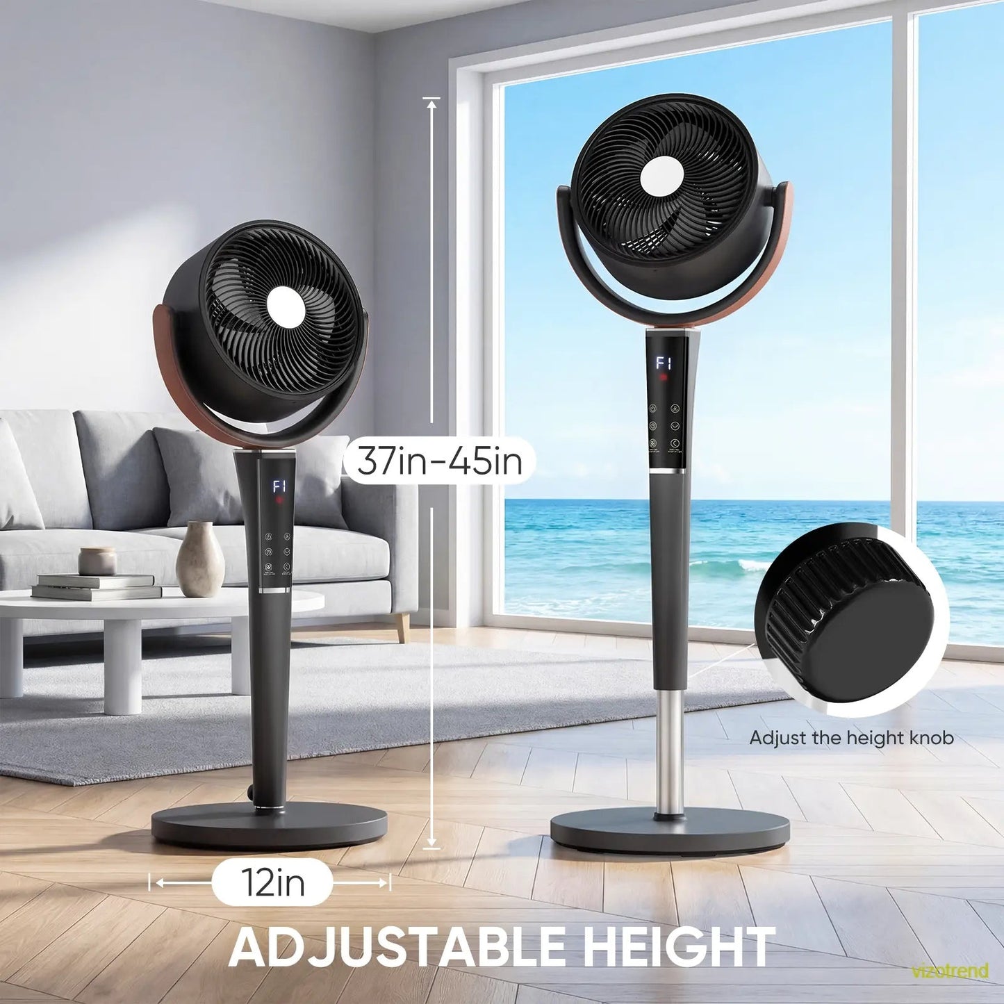 Bedroom Pedestal Fan, Quiet 20dB DC Air Circulator