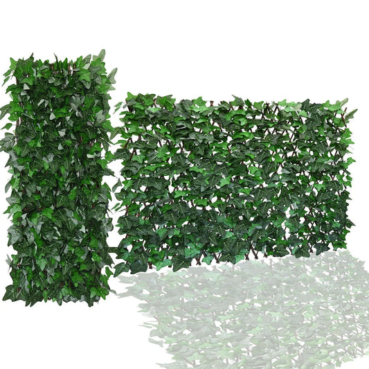 Expandable Artificial Ivy Lattice Privacy FenceScreen, Garden Fencing Panel with RealisticLeaves