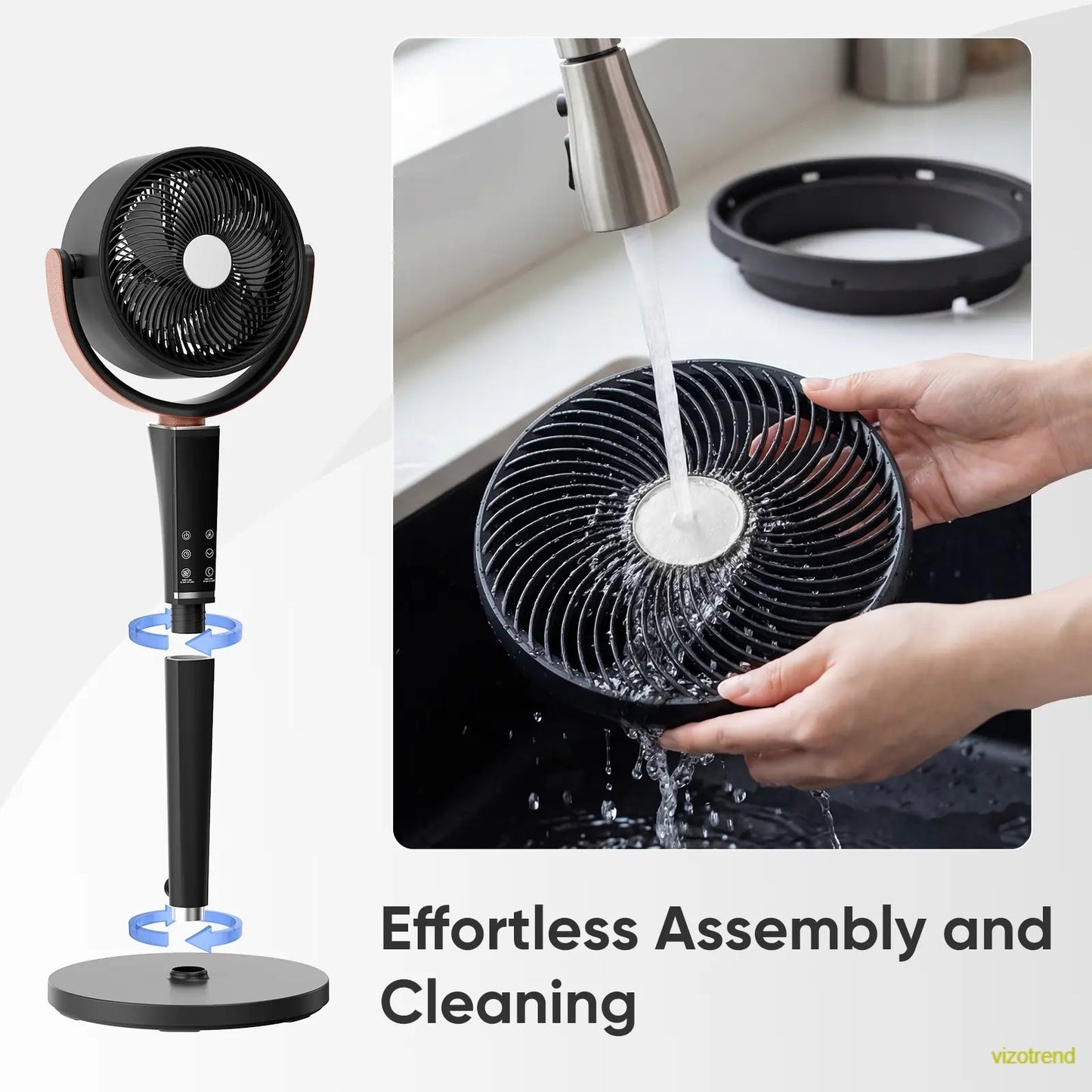 Bedroom Pedestal Fan, Quiet 20dB DC Air Circulator