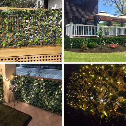 Expandable Artificial Ivy Lattice Privacy FenceScreen, Garden Fencing Panel with RealisticLeaves