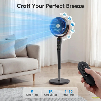 Bedroom Pedestal Fan, Quiet 20dB DC Air Circulator