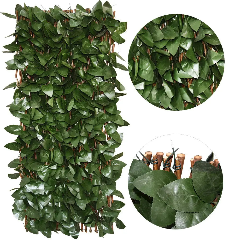 Expandable Artificial Ivy Lattice Privacy FenceScreen, Garden Fencing Panel with RealisticLeaves