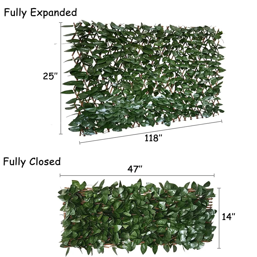 Expandable Artificial Ivy Lattice Privacy FenceScreen, Garden Fencing Panel with RealisticLeaves